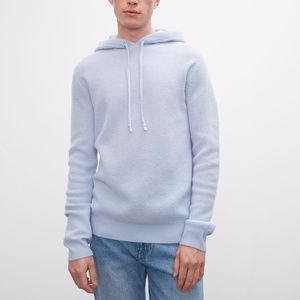 $329 NWT Men's 100% cashmere Racked Hoodie sweater club monaco XS Pale Blue